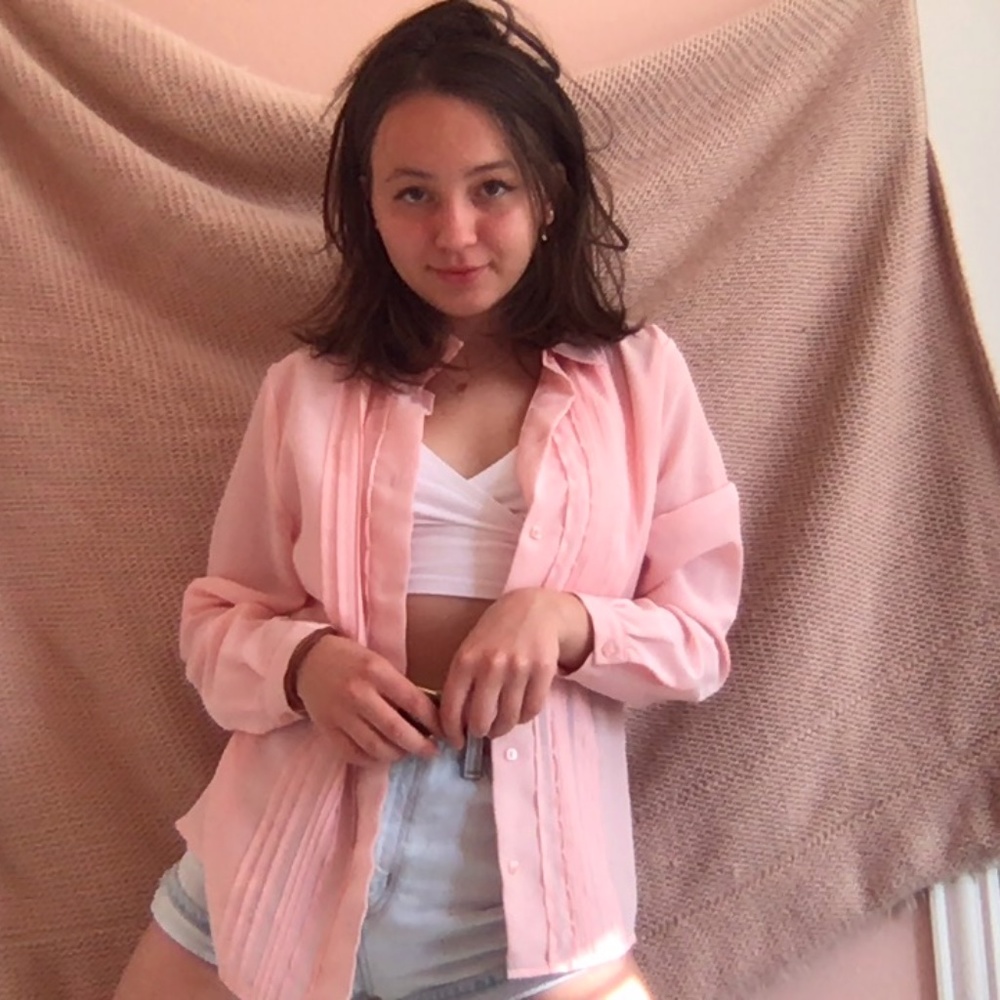 pink button down - Picture 2 of 4